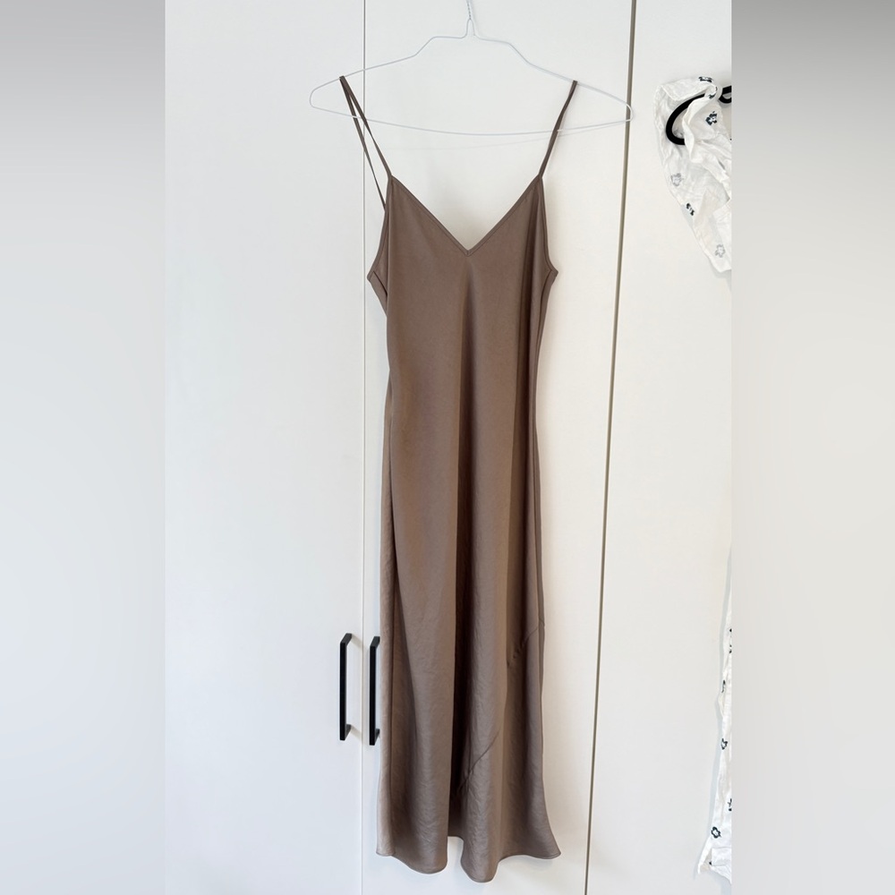 Wilfred Taupe Brown Slip Midi Dress